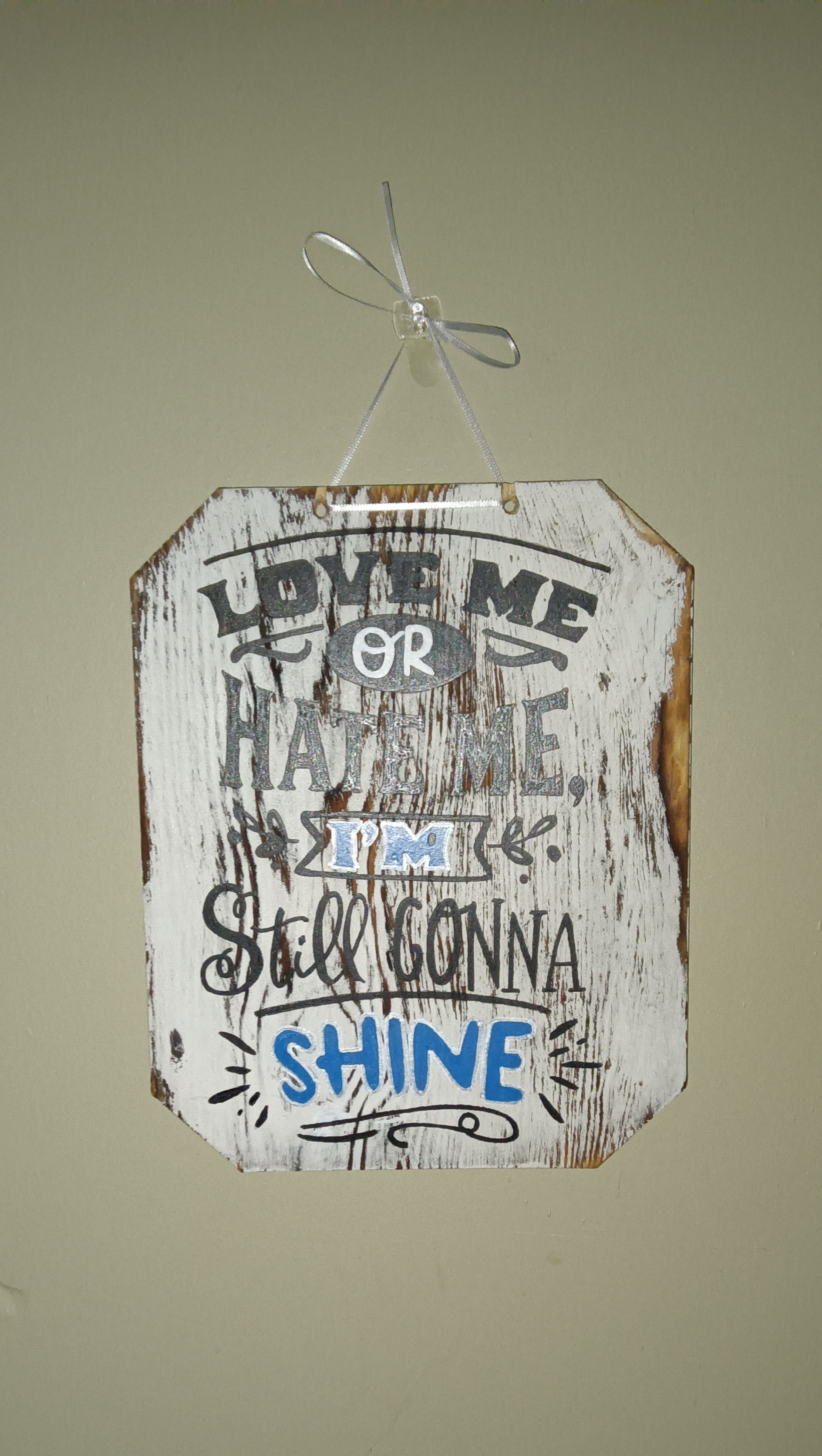 Rustic Wood Wall Hanging Sign – Quote Decor with Ribbon Hanger