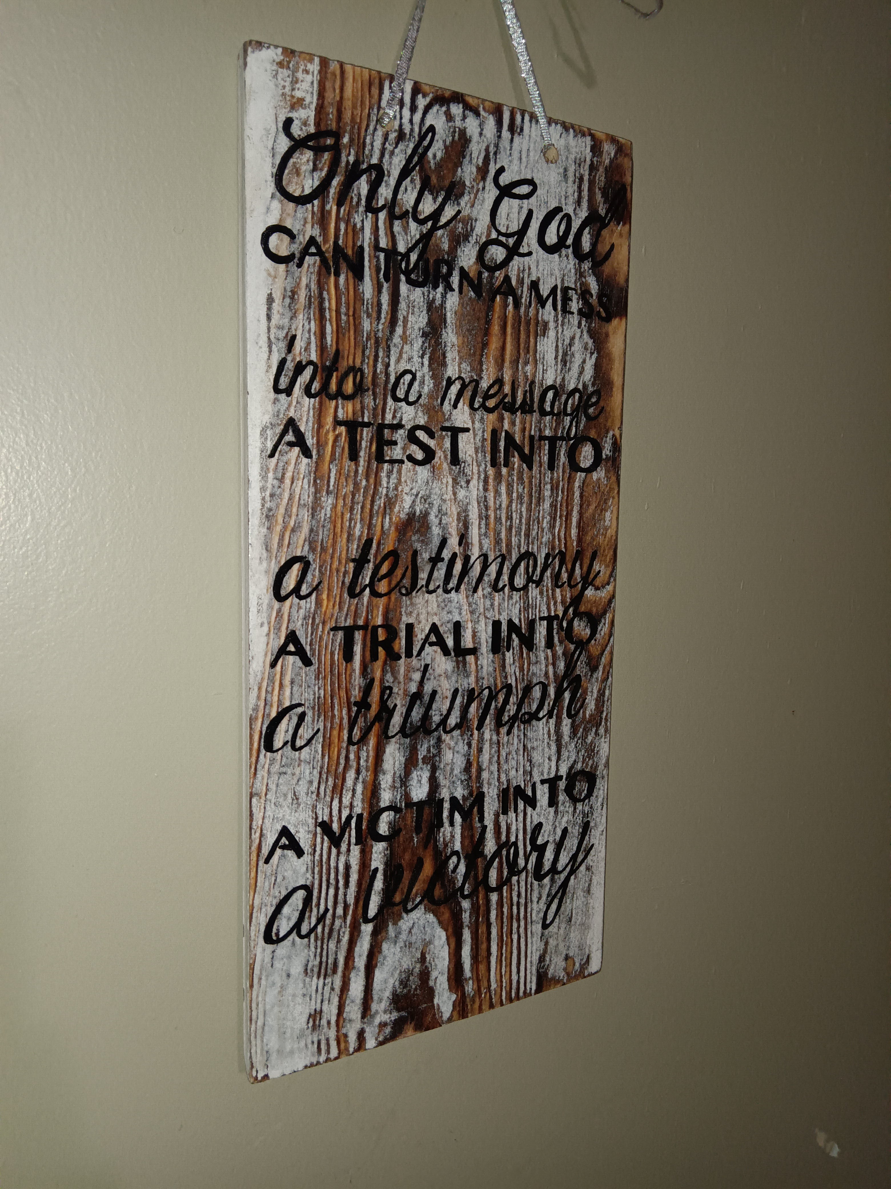 Rustic Wooden Inspirational Wall Sign with Faith Quote