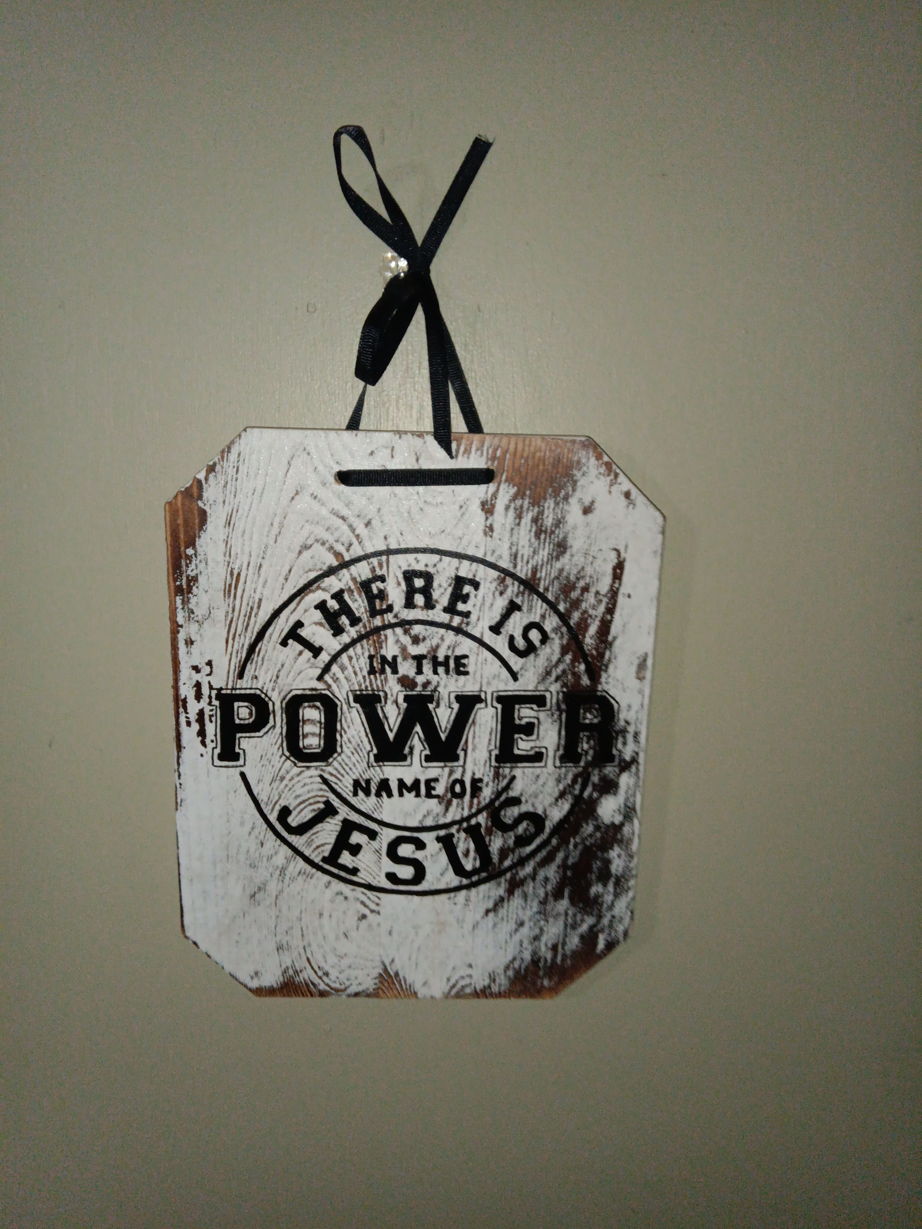 Rustic "There is Power in the Name of Jesus" Wall Plaque