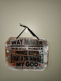 Way Maker Religious Wall Hanging Sign – Rustic Wooden Bible Verse Decor
