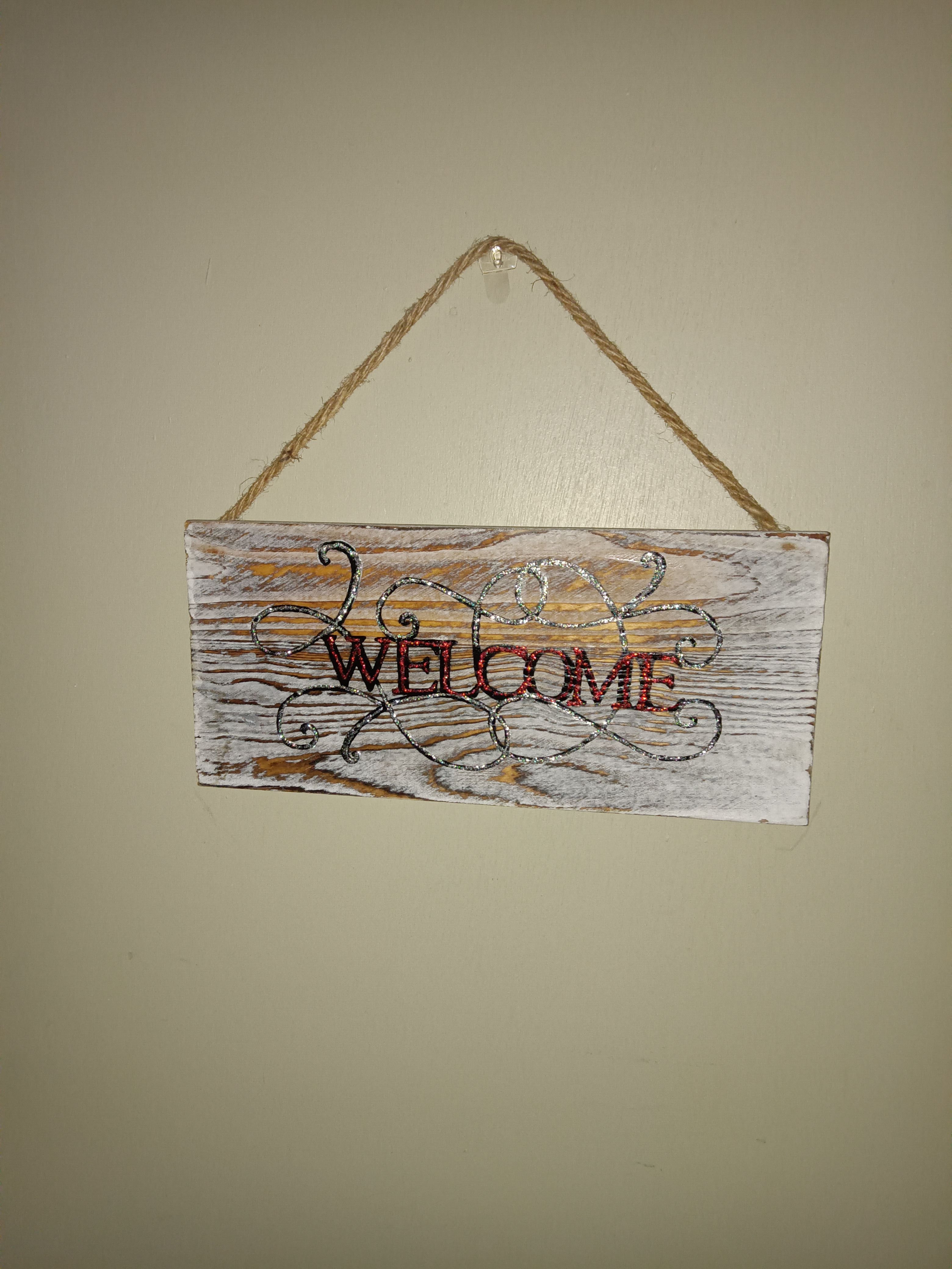 Wooden Welcome Sign for Front Door or Entryway