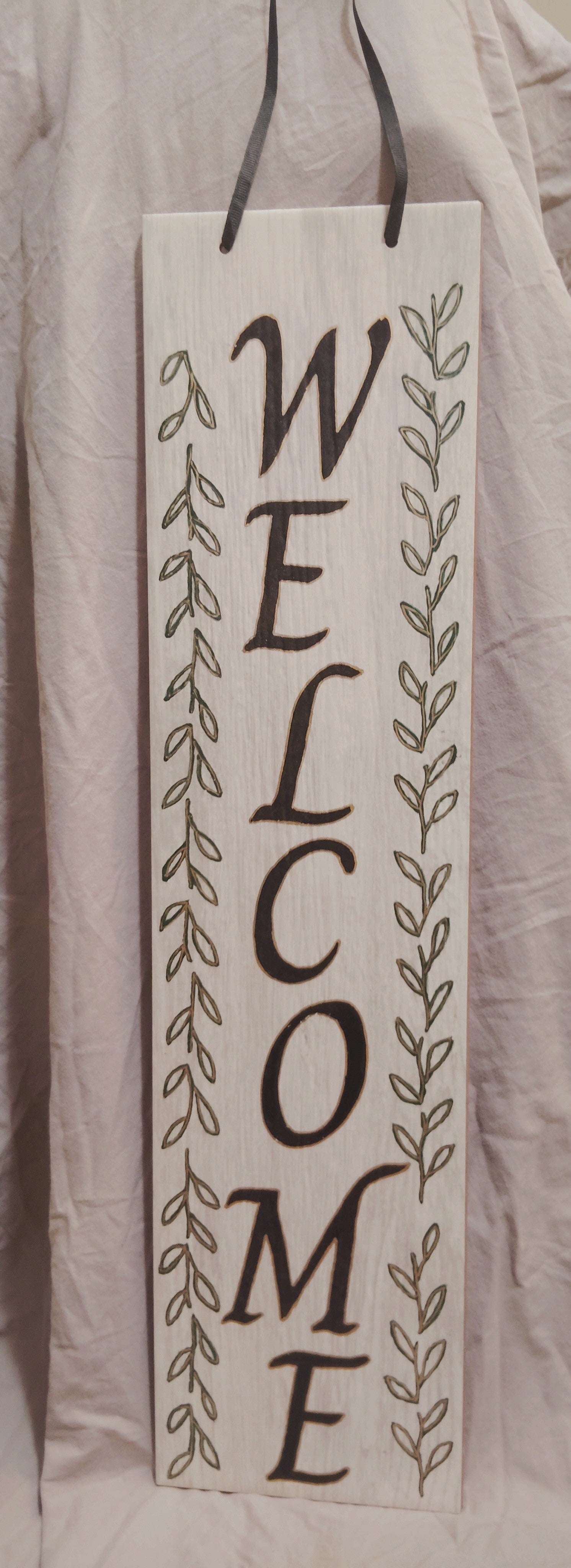 2ft Vertical Welcome Sign with Charm Font for Porch or Entryway