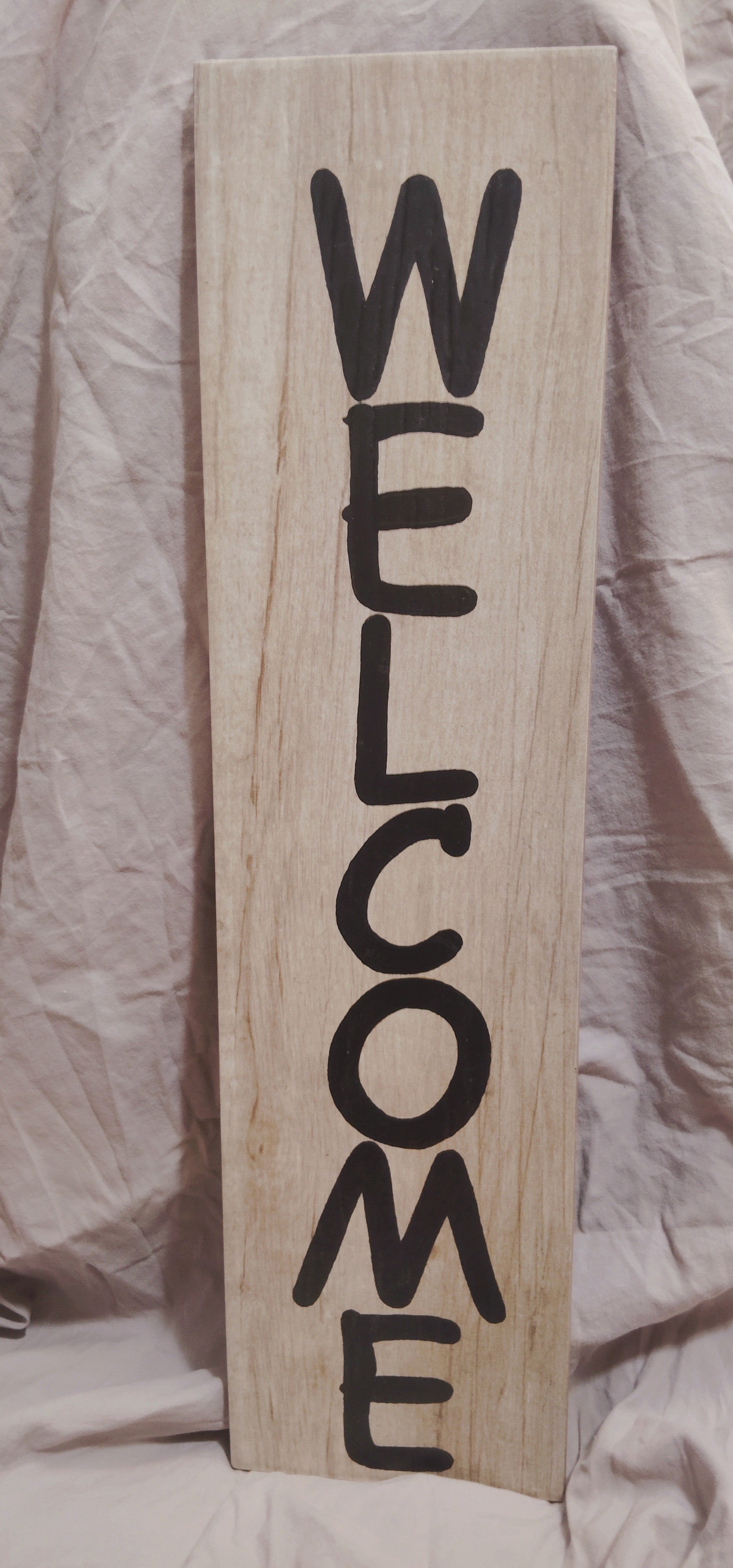 2 Ft Vertical Welcome Tile with Cosmic Sans Font