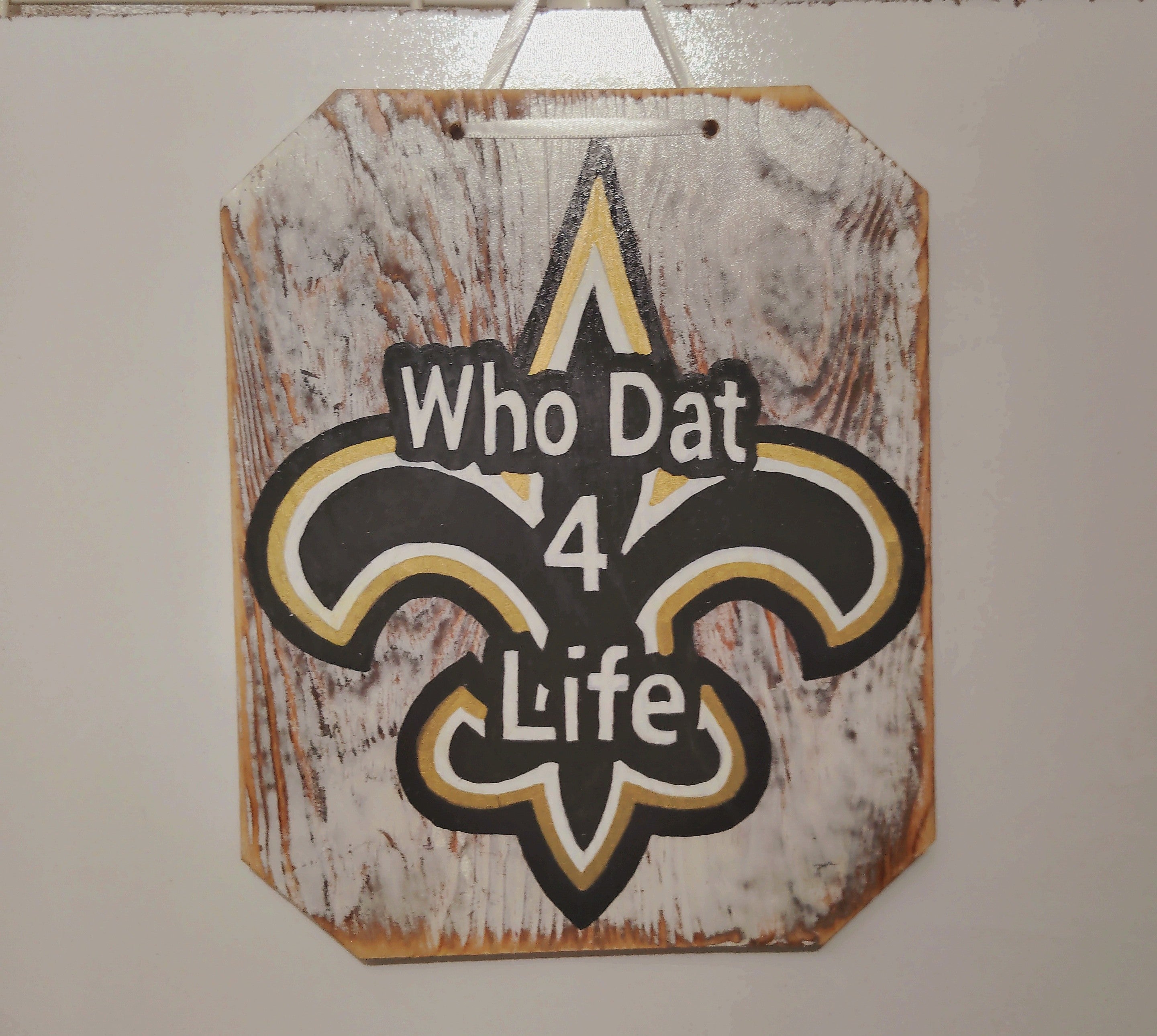 Who Dat 4 Life Wooden Wall Sign – Football Team Decor