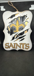 Wooden New Orleans Saints Wall Sign Décor – Black and Gold Logo