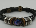 Men's Braided Leather Bracelet with Beads and Metal Accents