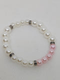 Classic Pearl and Pink Beaded Stretch Bracelet
