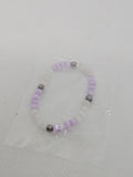 Baby Bracelet with Free Earrings – Light Purple and White Beaded Set