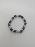 Gray and White Beaded Stretch Bracelet