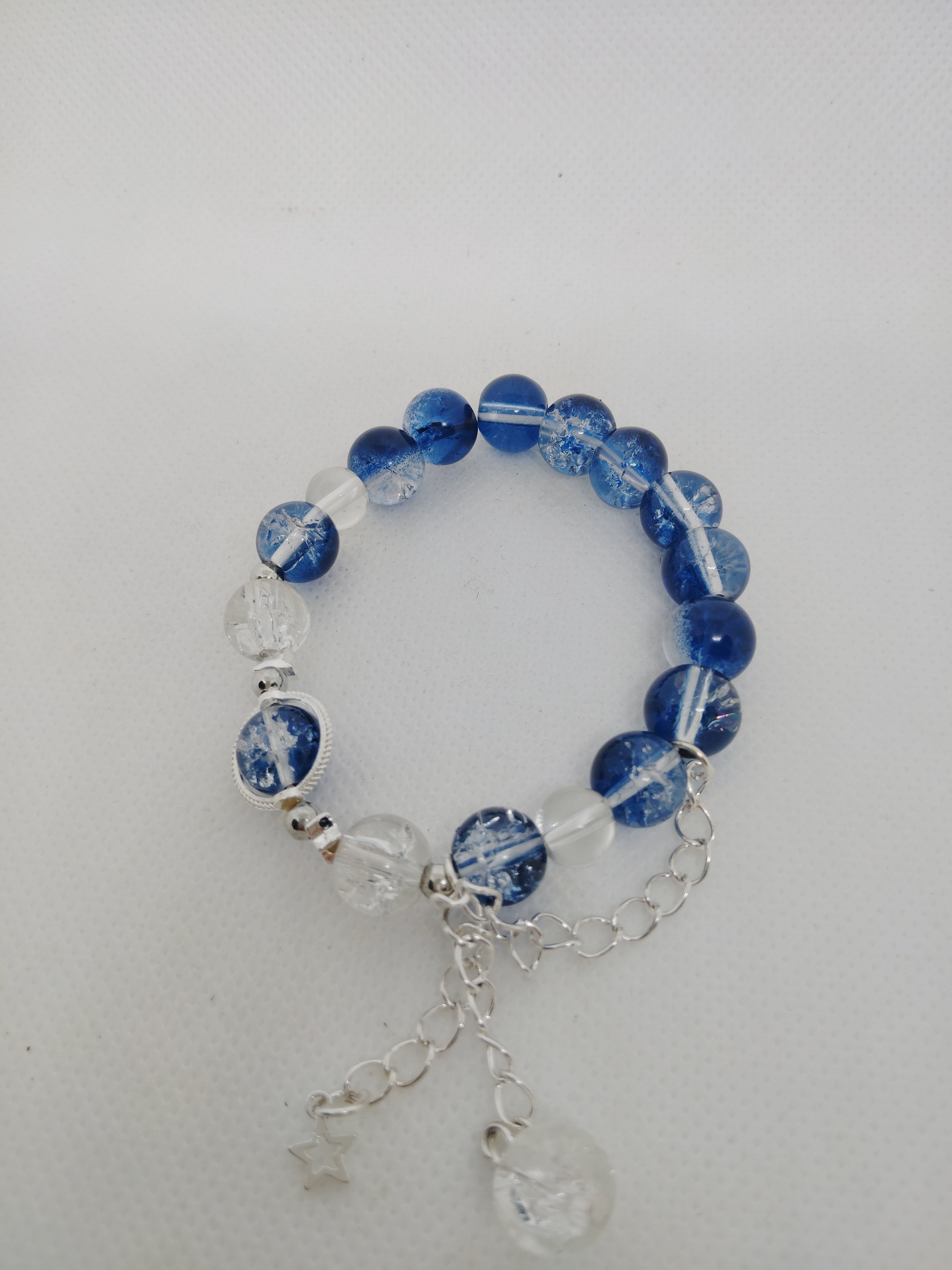 Blue and Clear Bead Bracelet
