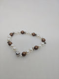 Pearl and Bronze Beaded Bracelet with Silver Clasp