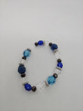 Blue and Clear Beaded Stretch Bracelet