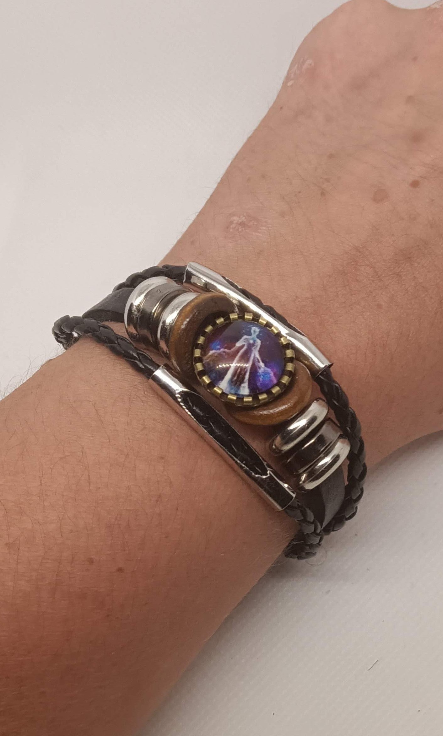 Virgo Leather Zodiac Bracelet with Metal Detailing