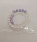 Mother and Baby Set: Matching Pearl and Purple Beaded Bracelets