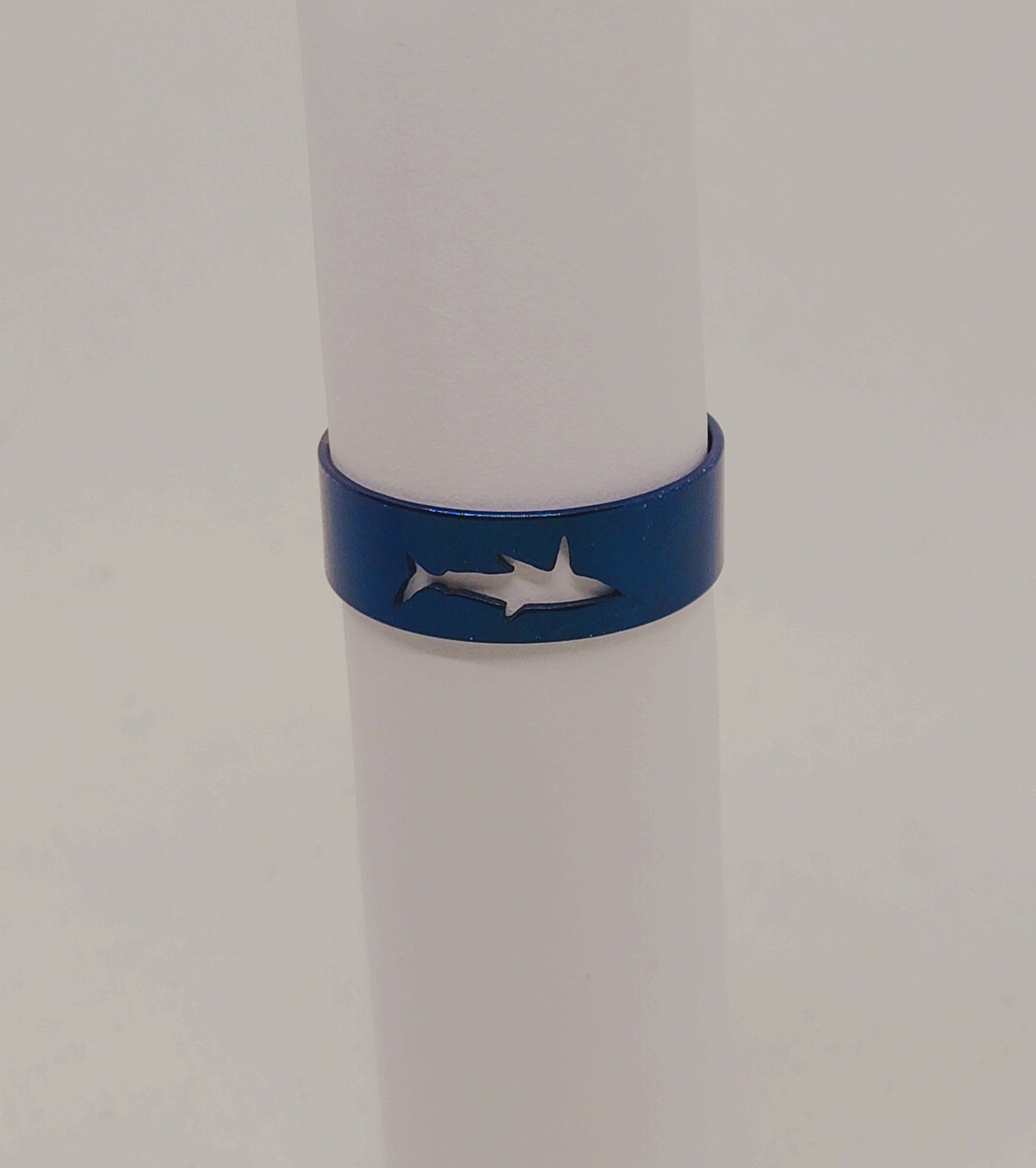 Blue Shark Cutout Ring - Mens Size 9