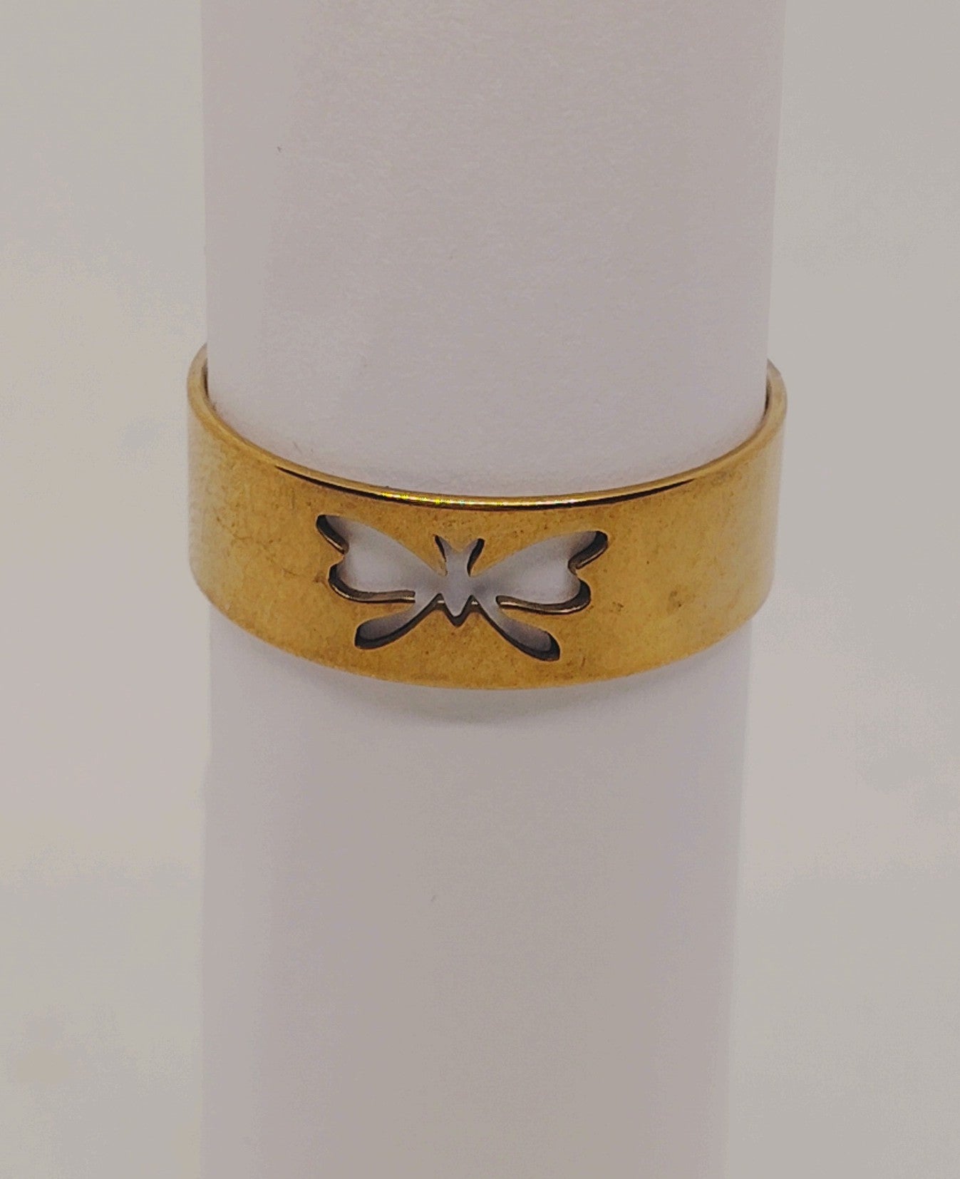 Unisex Gold-Tone Butterfly Cutout Band Ring, Size 9