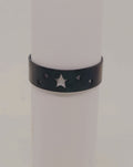 Black Stainless Steel Star Pattern Ring - Men's Size 12