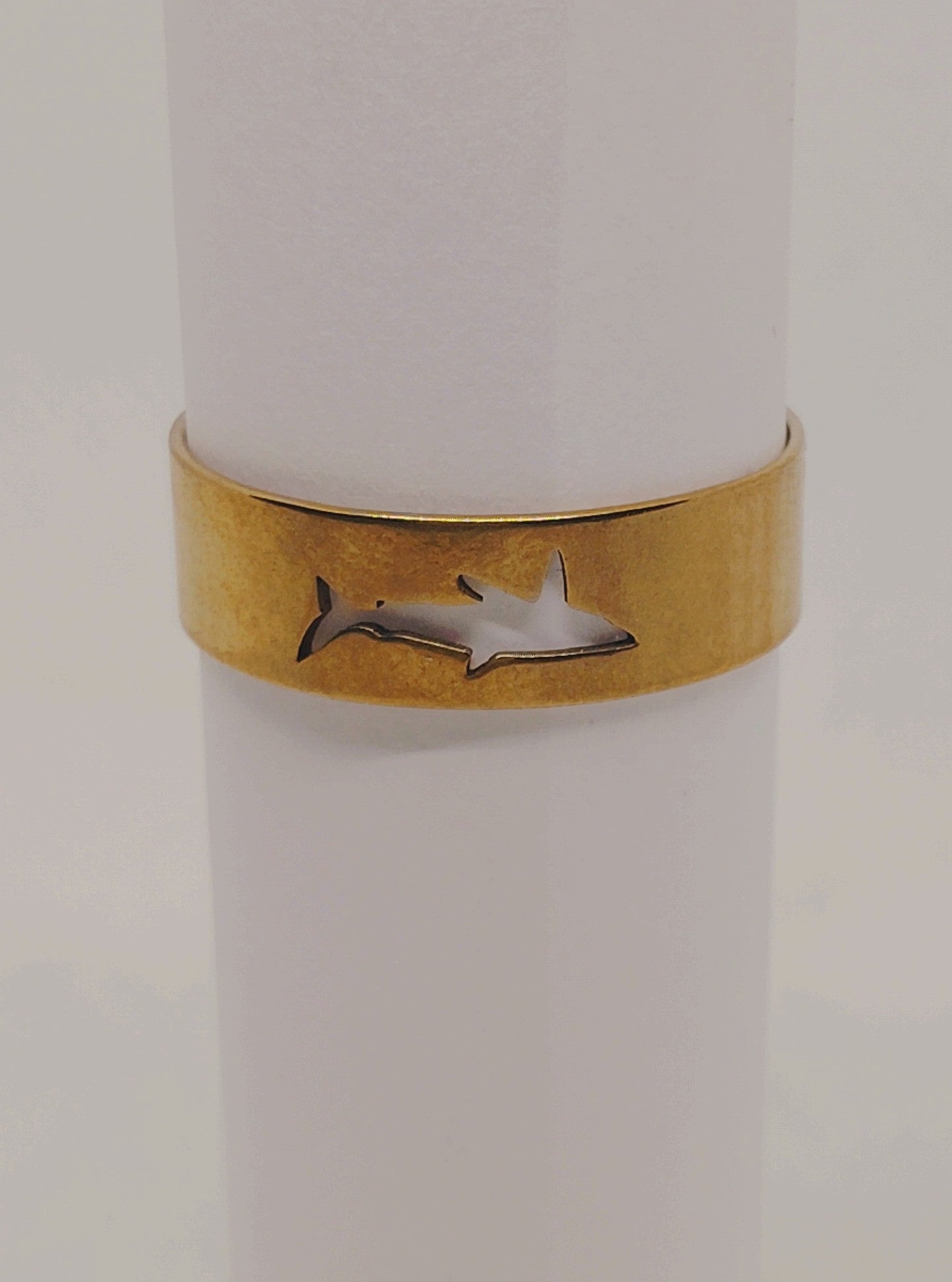 Gold Shark Silhouette Ring - Men's Size 12