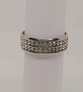 Men's Size 10 Silver-Tone Band with Double Row Clear Stones