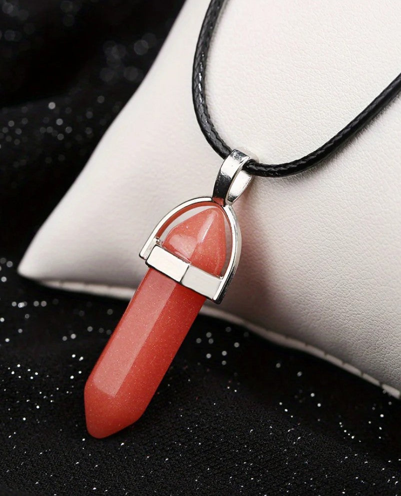 Red Aventurine Natural Stone Pendant Necklace