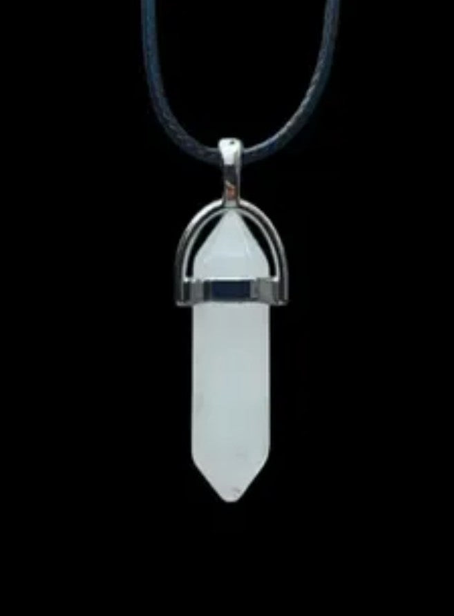 Clear Quartz Crystal Point Pendant Necklace