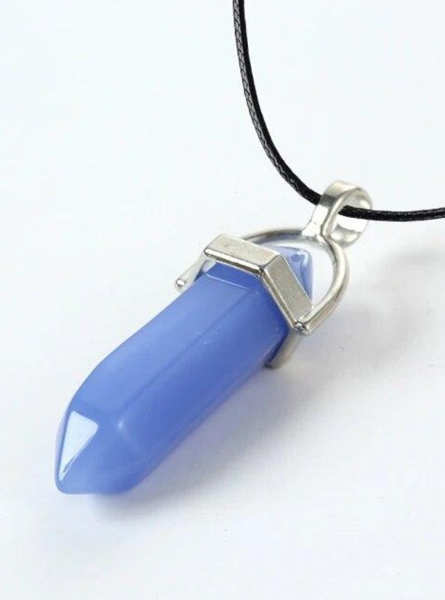 Blue Crystal Point Pendant Necklace