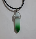 Green White Crystal Point Pendant Necklace