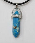 Blue Turquoise Crystal Point Pendant Necklace