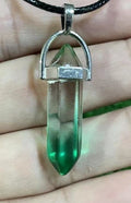 Green Crystal Point Pendant Necklace