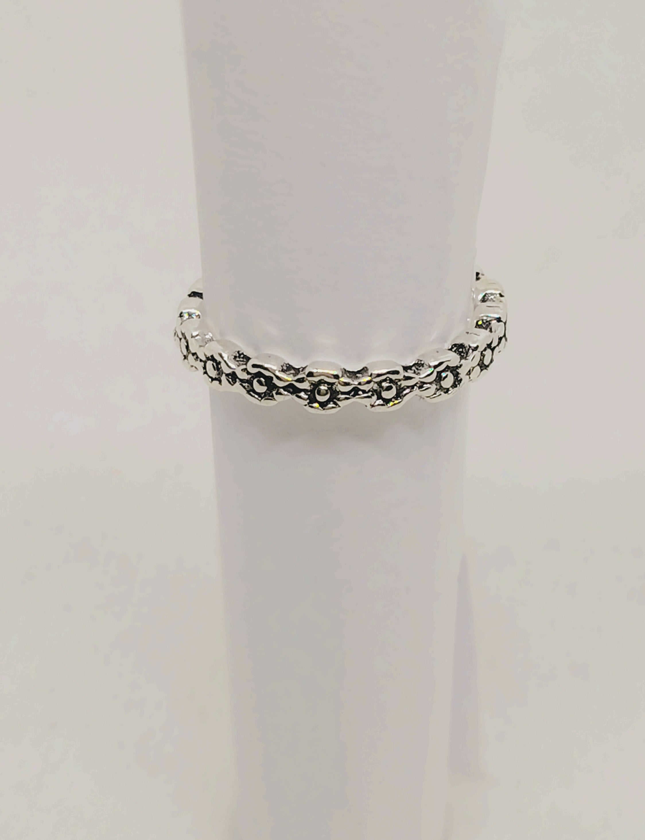 Floral Sterling Silver Stackable Band Ring size 6