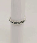 Chic Silver Band Ring with Marquise Accents Size 6