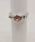 Orange Gemstone and Clear Crystal Silver-Tone Ring size 6