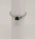 Silver Solitaire Ring with Dark Green Stone – Size 5.5