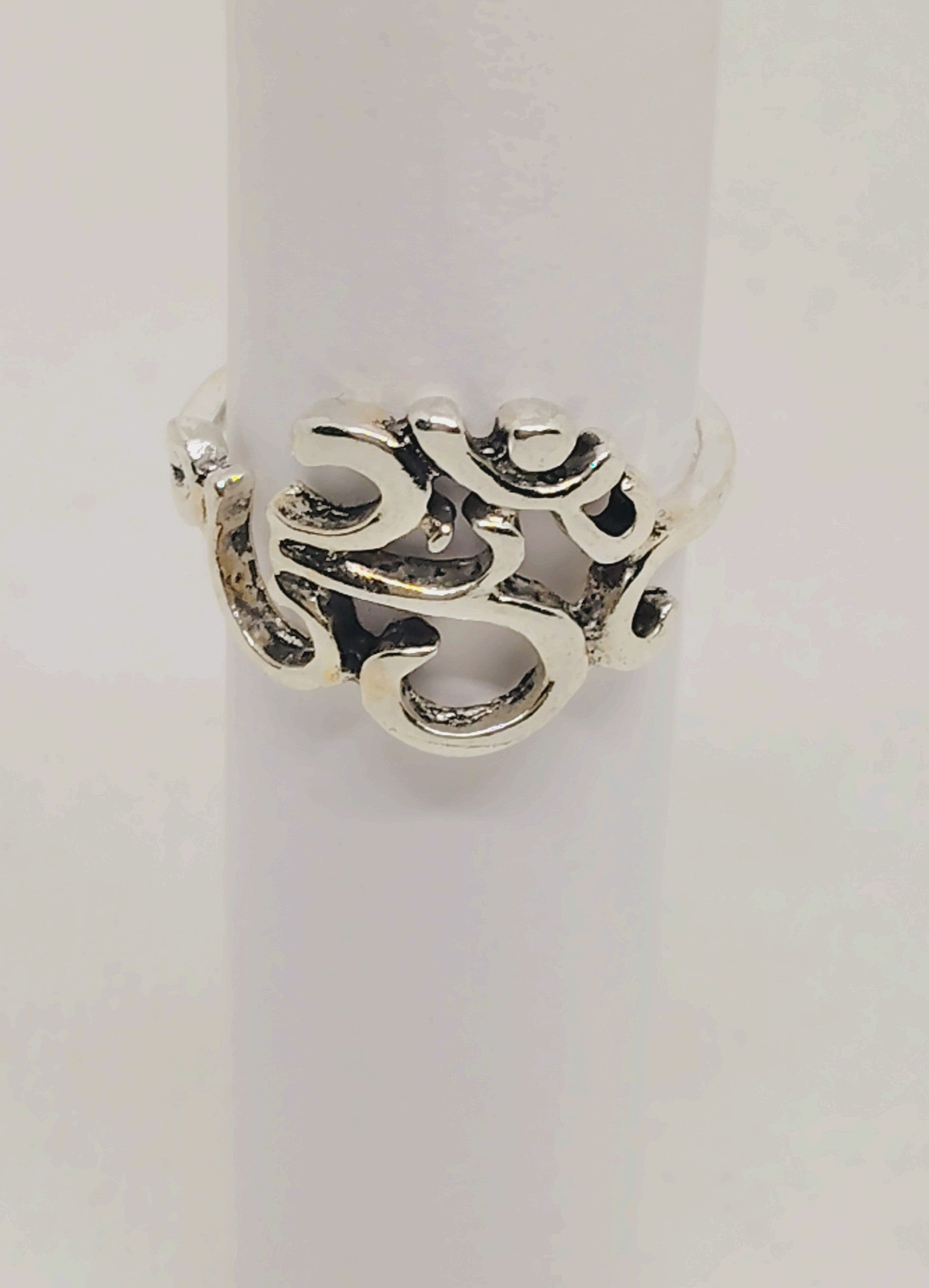 Silver Om Symbol Ring, Size 6
