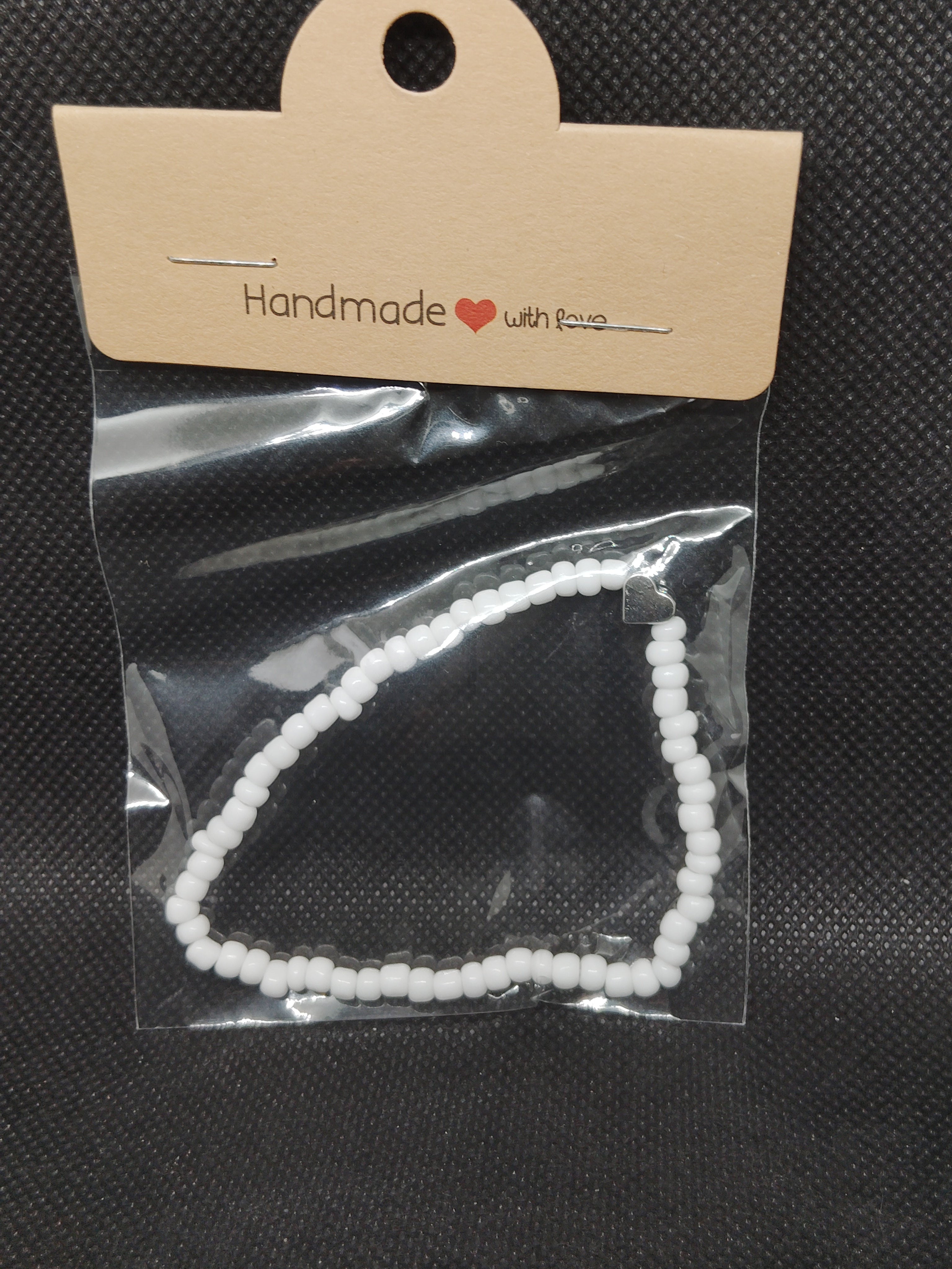 Handmade White Beaded Bracelet