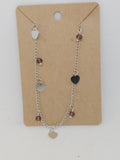 Heart Charm Chain Bracelet with Brown Beads