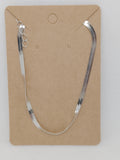 Simple Silver-Tone Herringbone Chain Bracelet