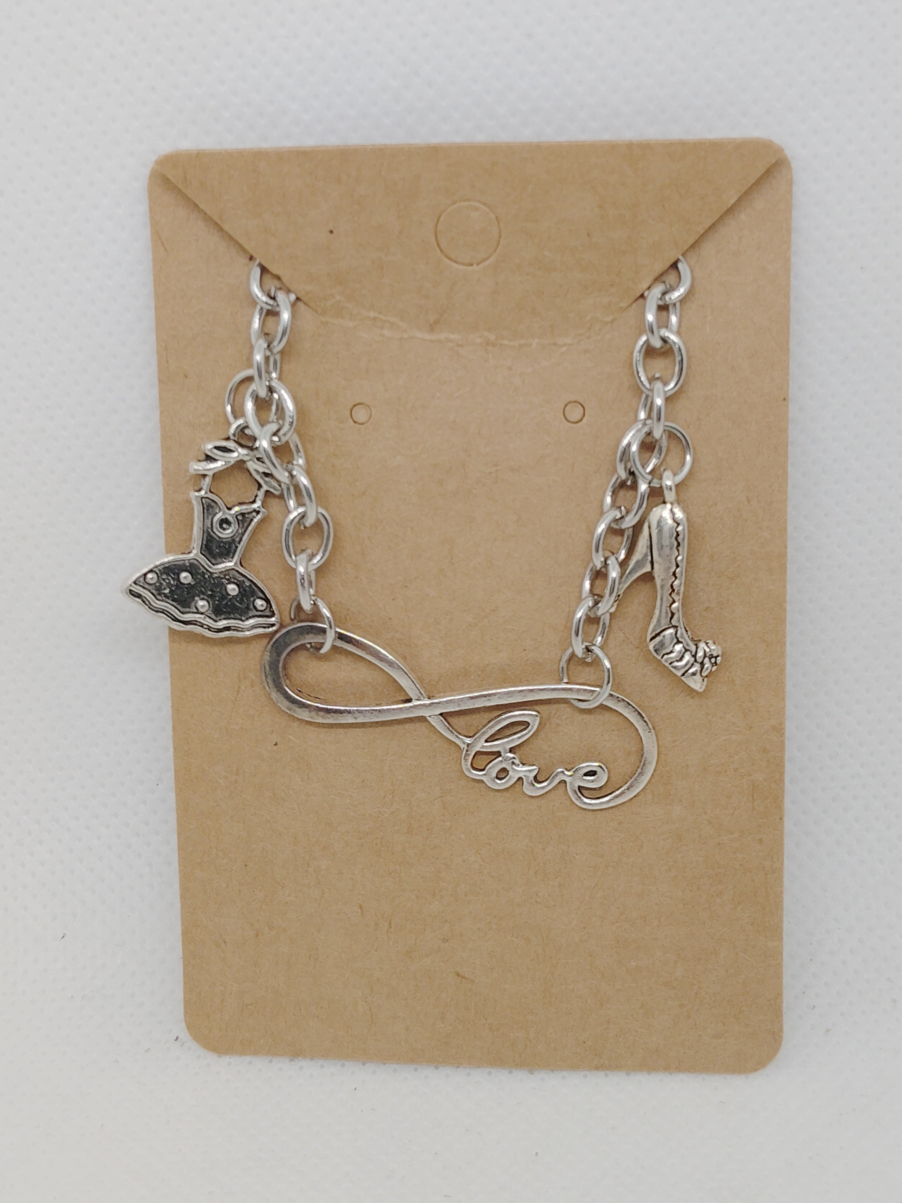 Silver Infinity "Love" Bracelet with Dress and Shoe Charms