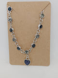 Silver-Tone Chain Bracelet with Blue Heart Pendant