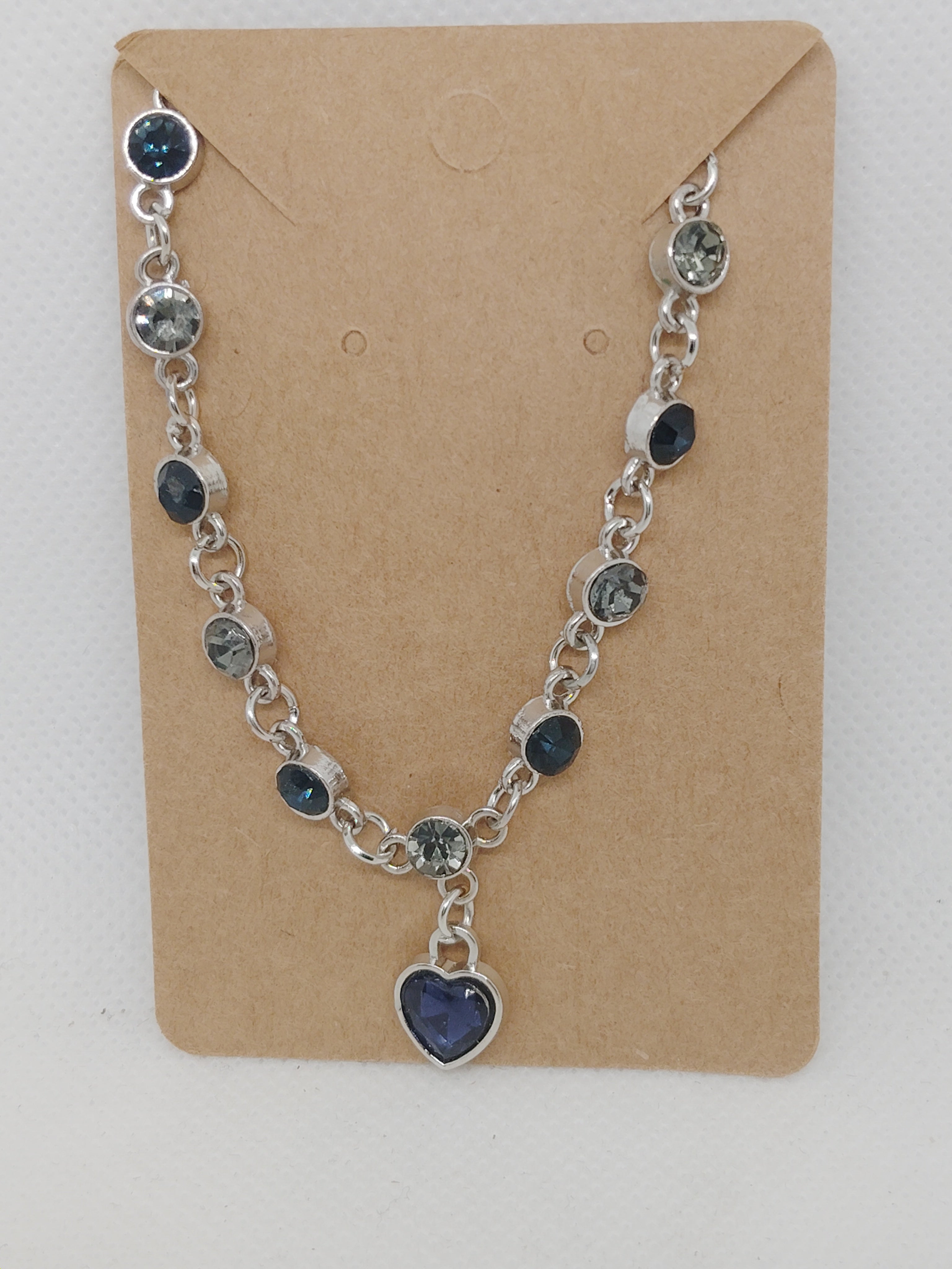 Silver-Tone Chain Bracelet with Blue Heart Pendant