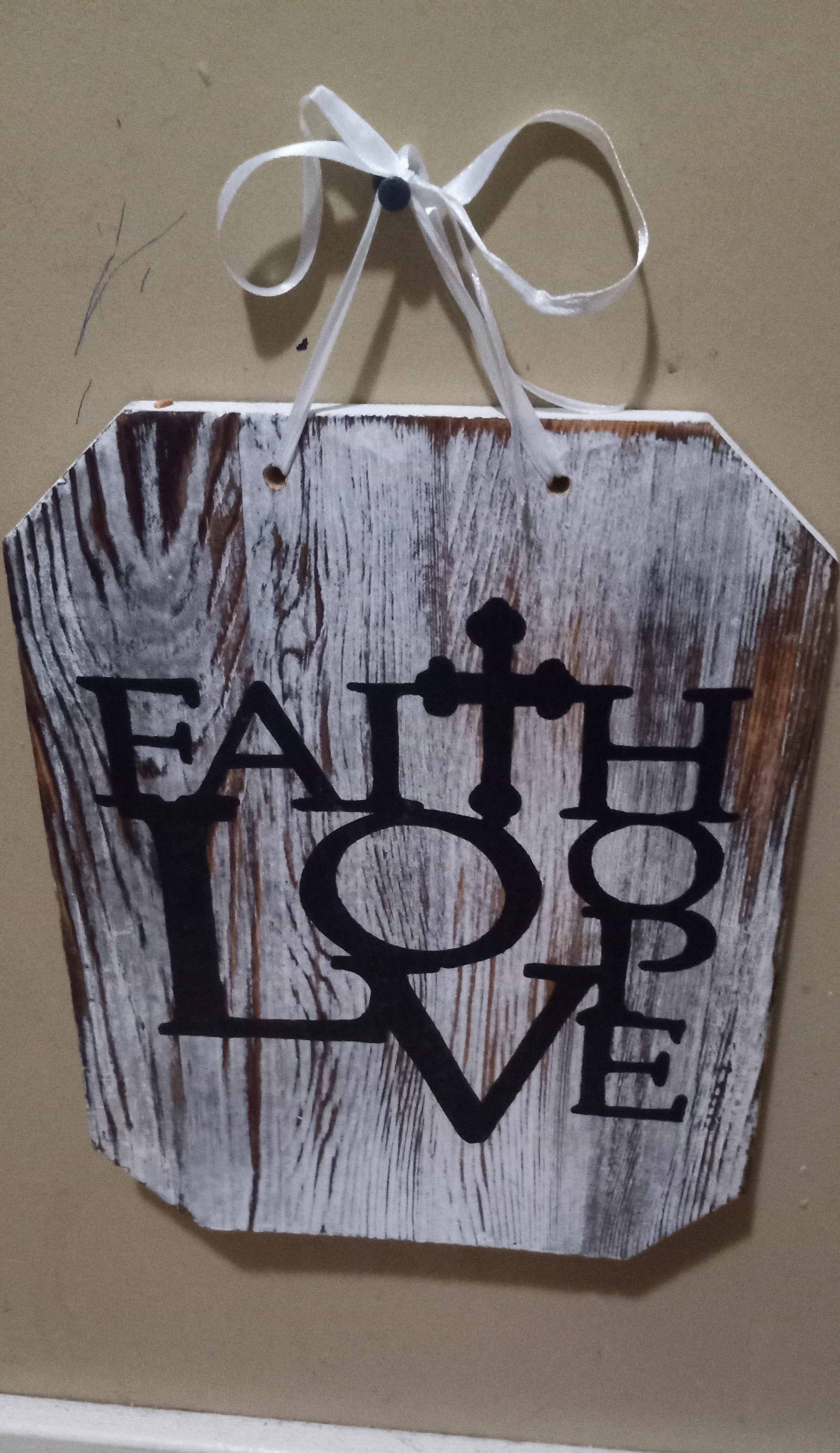 Faith Hope Love Rustic Hanging Wall Sign