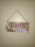 Geaux Tigers Wall Sign – Rustic LSU Wooden Hanging Decor