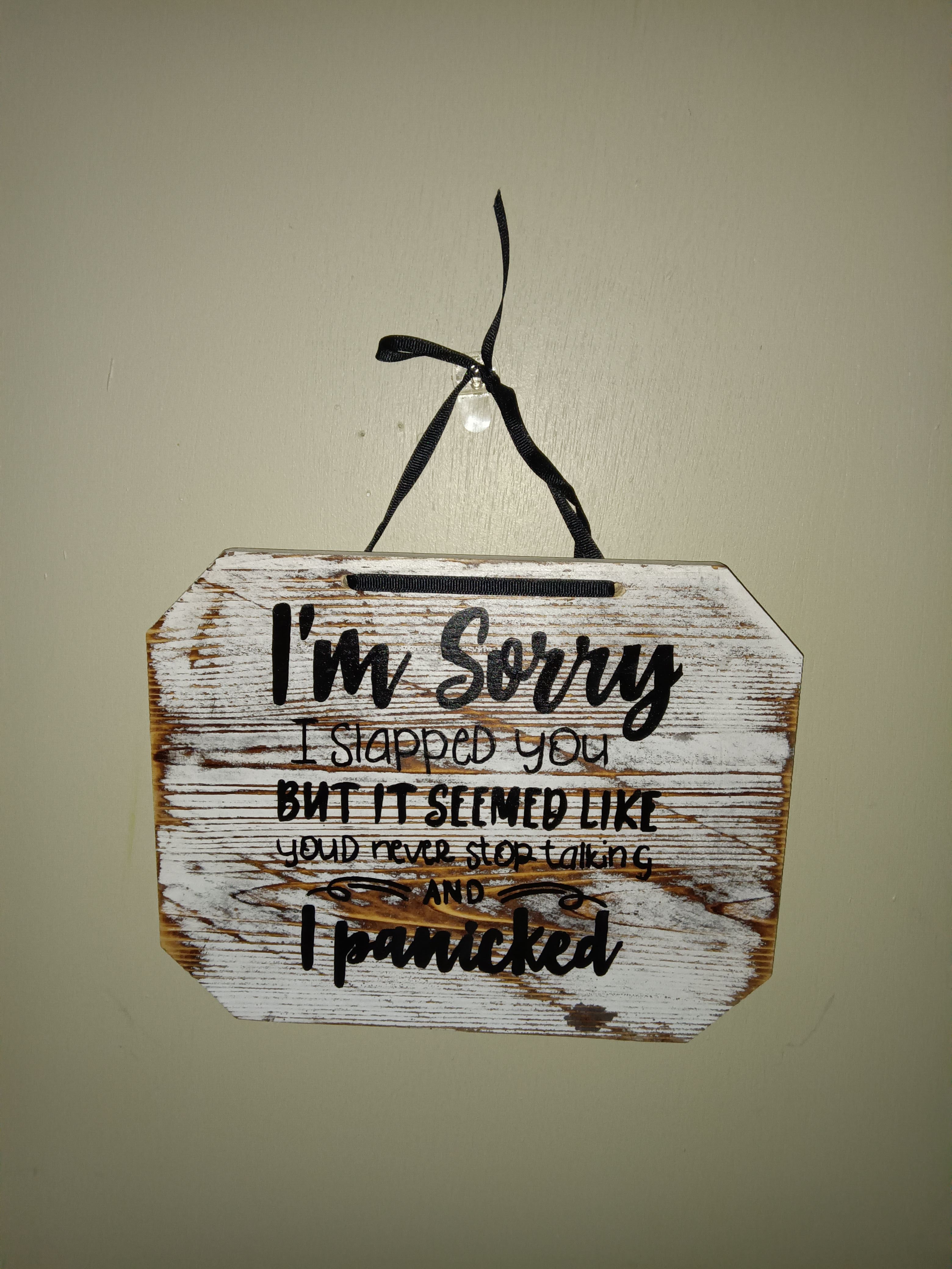 Funny Apology Wall Sign – Rustic Wooden Hanging Plaque